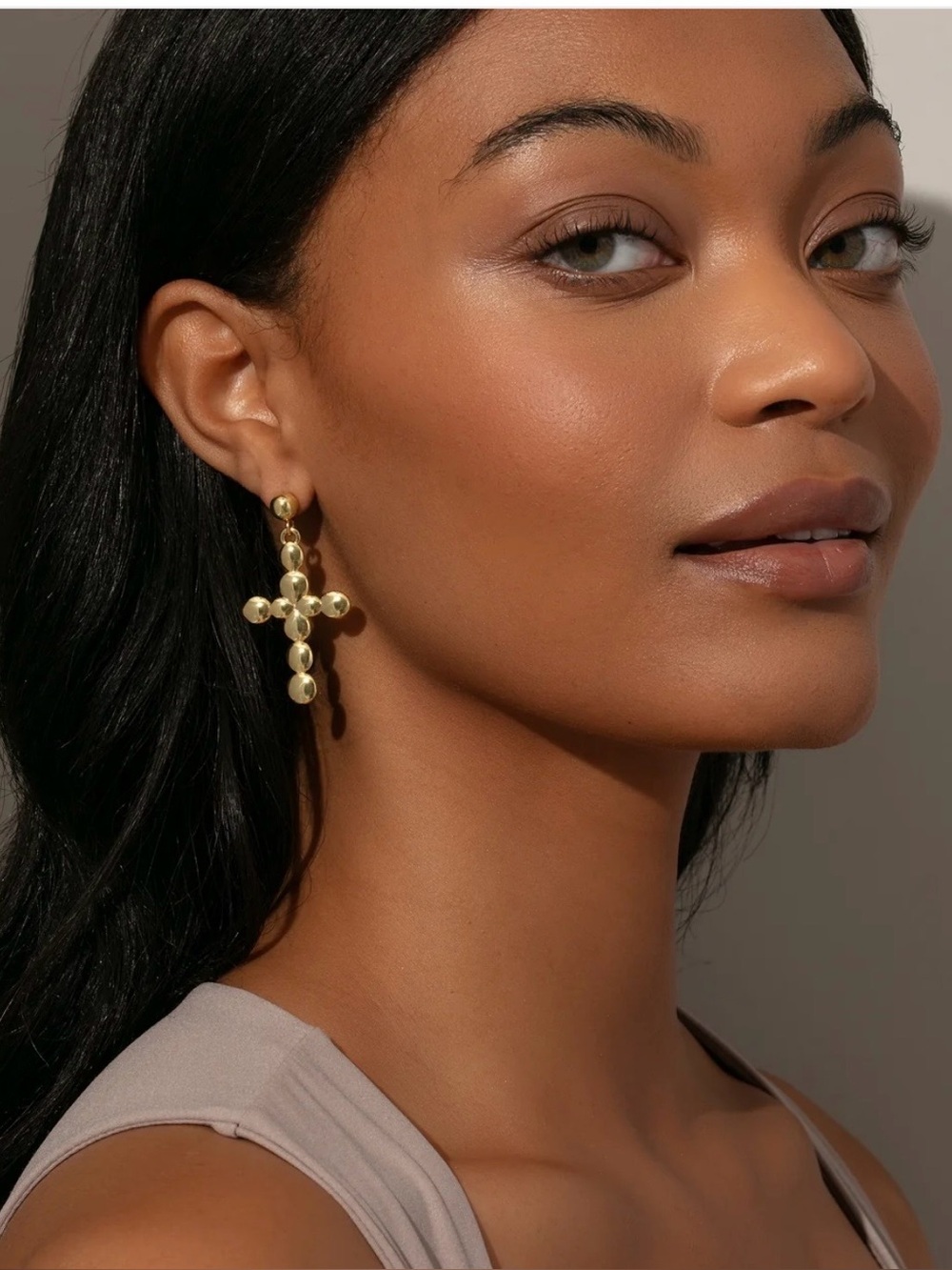 💥Uncommon James Gold Bubble Cross Drop Earrings